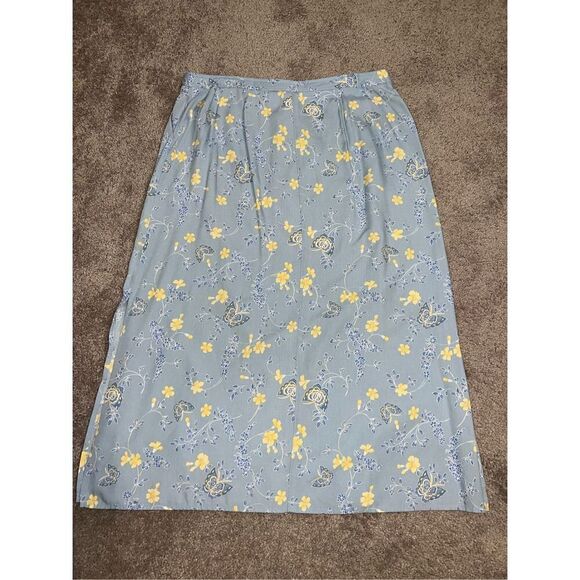 Women’s Cottage Flowers & Butterflies Blue/yellow Maxi Skirt 16P - Picture 6 of 9